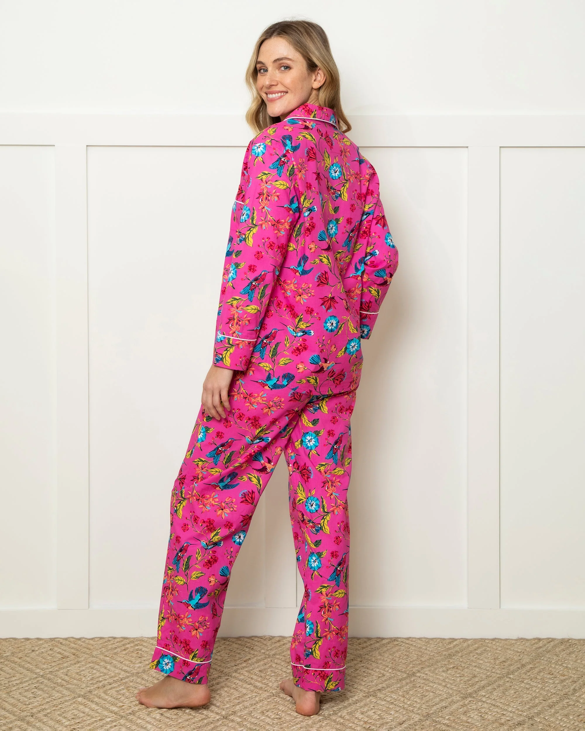 Hummingbird Haven - Long PJ Set | Fresh Raspberry - Image 6