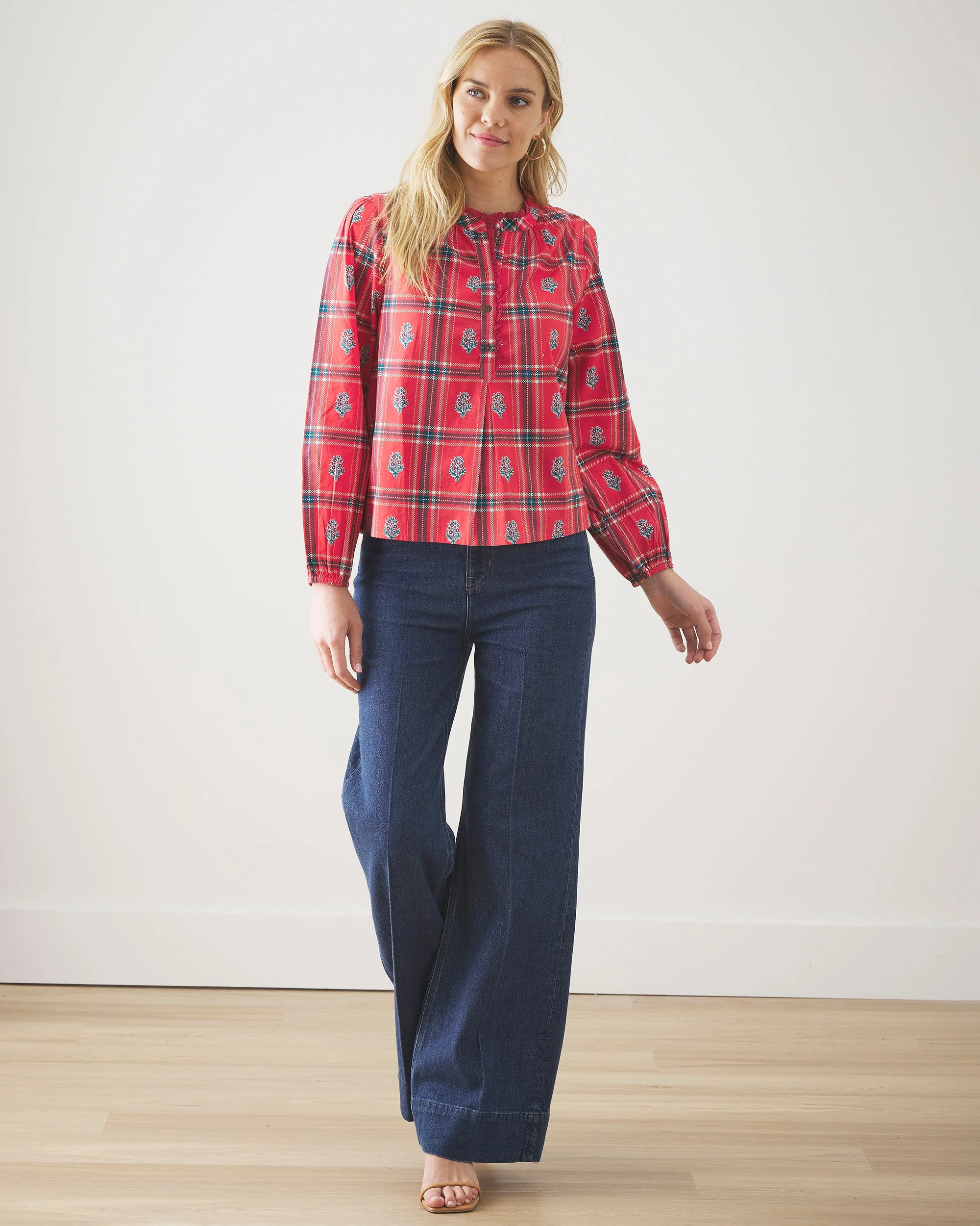 Nostalgia Plaid - On the Books Blouse | Joyful Red - Image 3