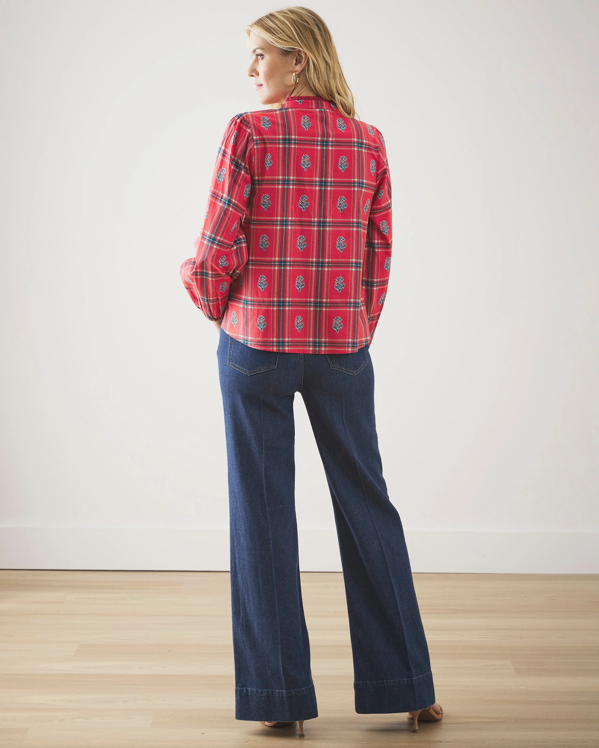 Nostalgia Plaid - On the Books Blouse | Joyful Red - Image 4