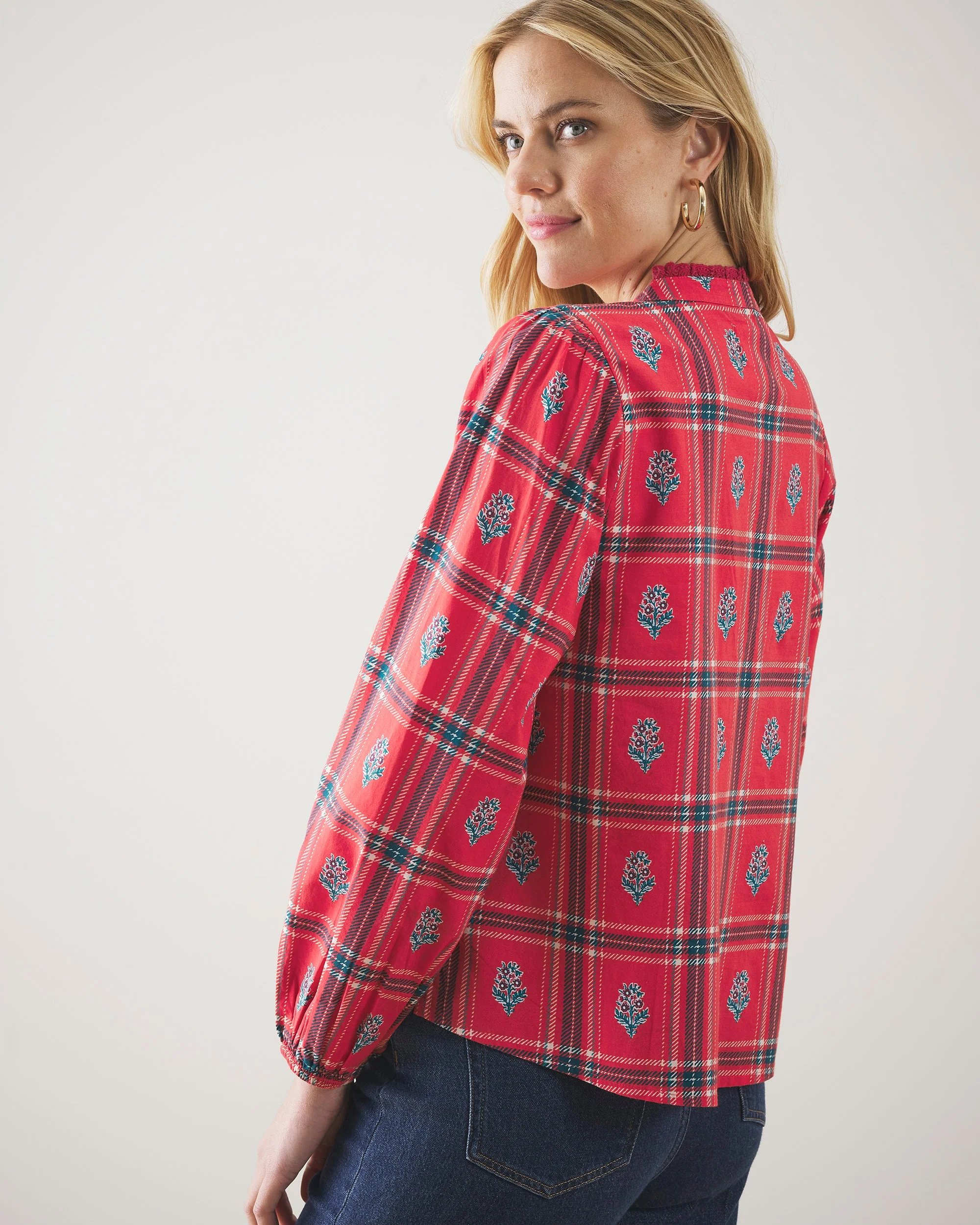Nostalgia Plaid - On the Books Blouse | Joyful Red - Image 5