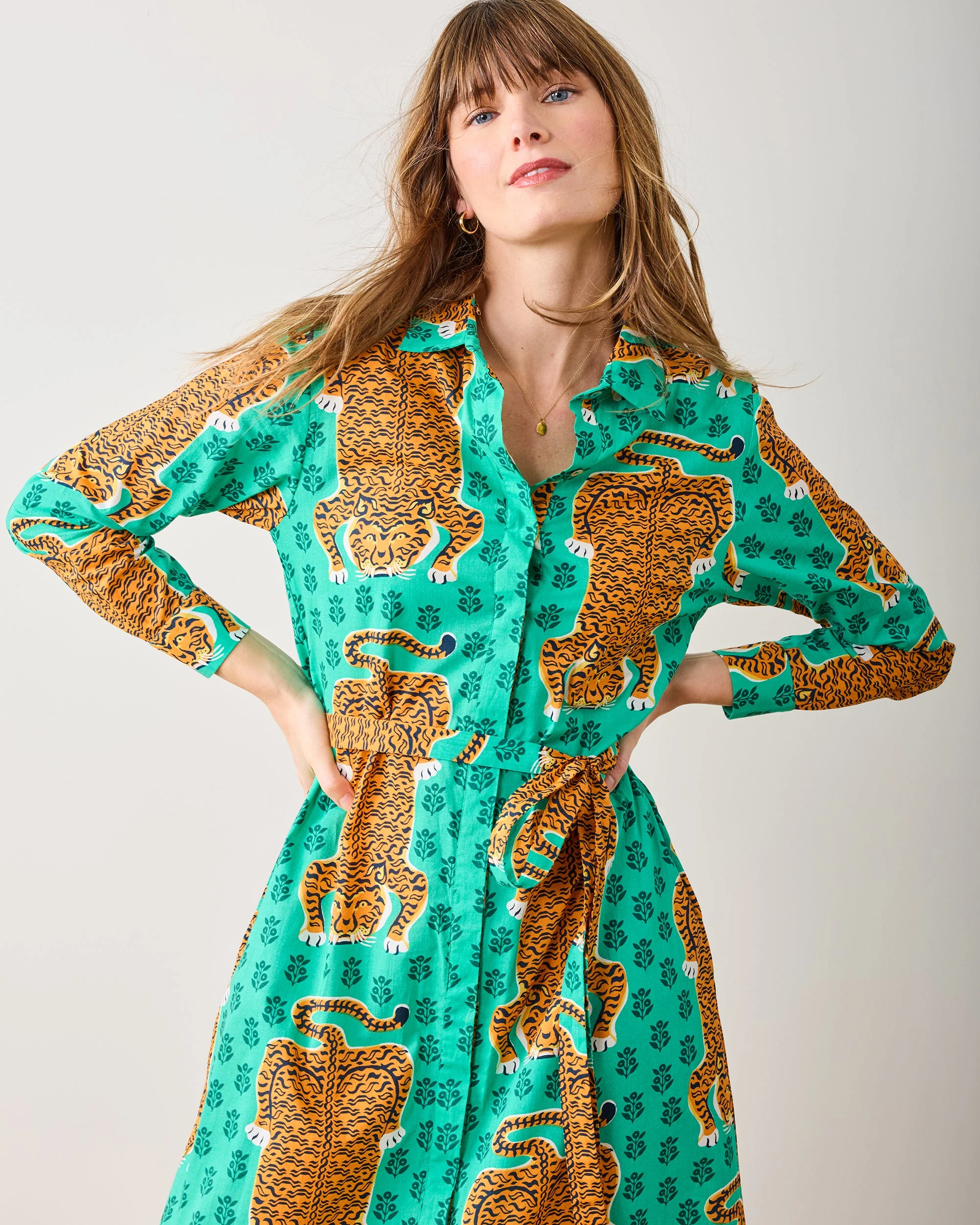 Siberian Stripes - Monaco Dress | Lucky Green - Image 4