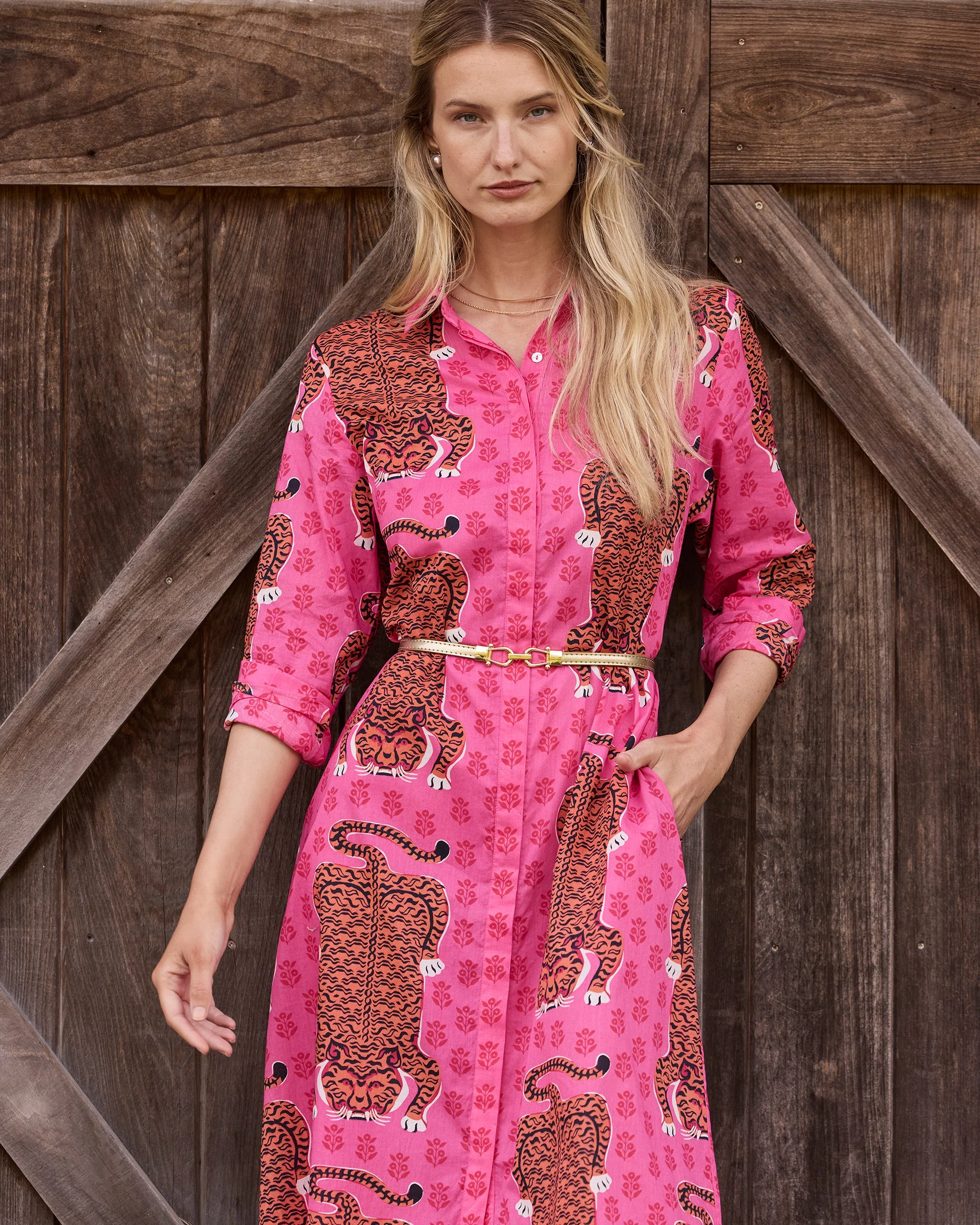 Siberian Stripes - Monaco Dress | Neon Rose - Image 3