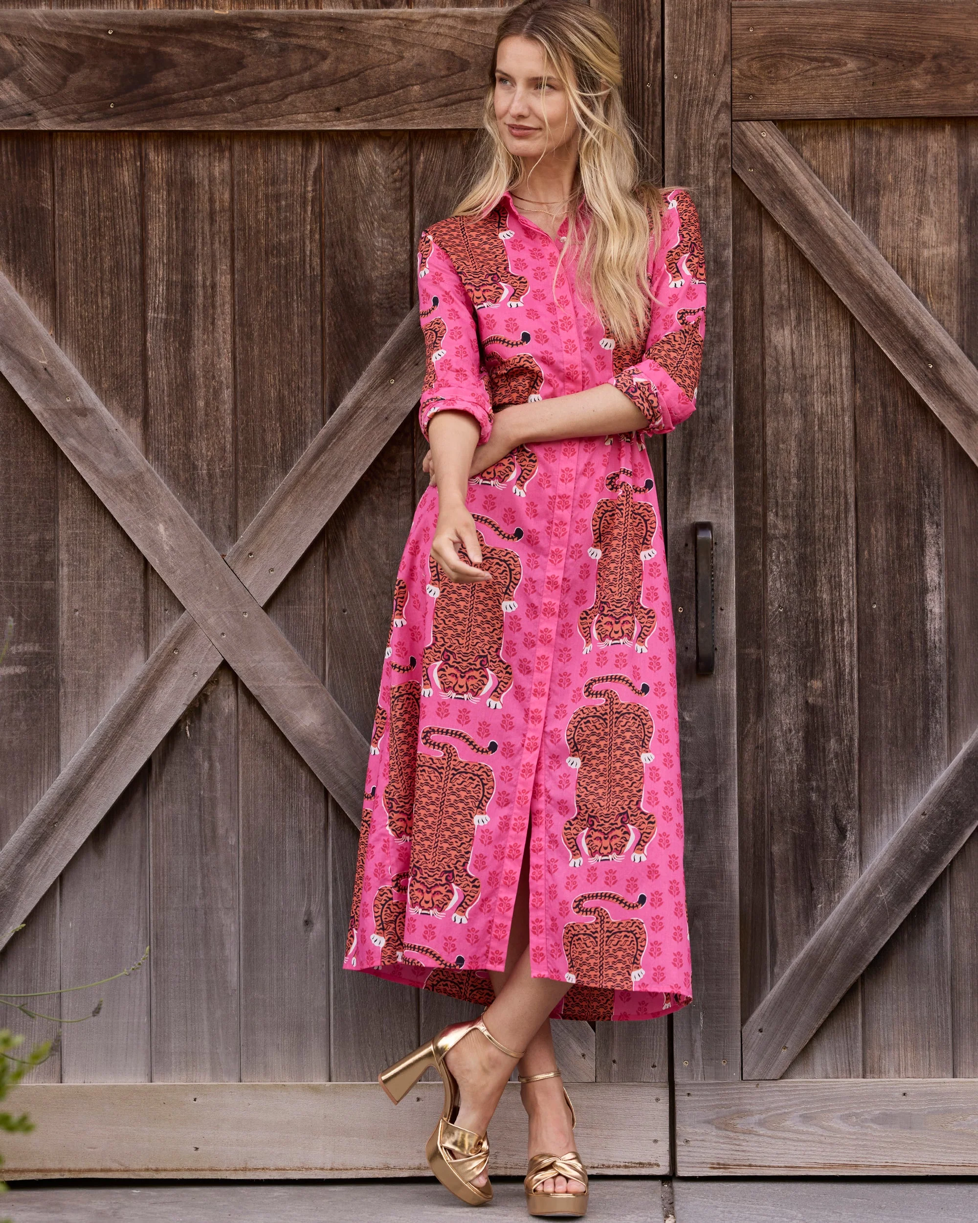 Siberian Stripes - Monaco Dress | Neon Rose - Image 4
