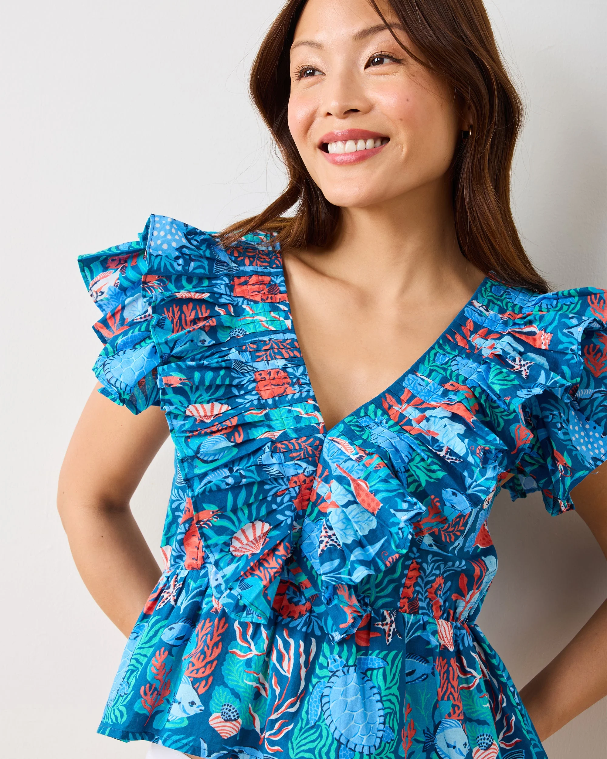 Stained Glass Sea - Lola Blouse | Seaside Blue - Image 4