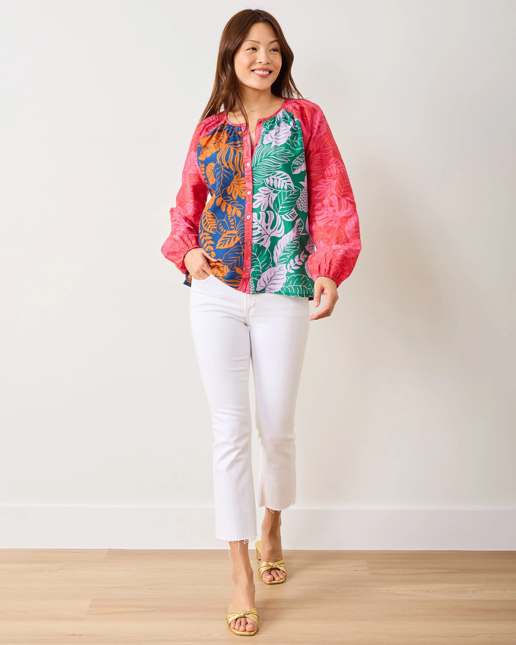 Toucan Treetop - Step Ashore Blouse | Multi Palms - Image 2