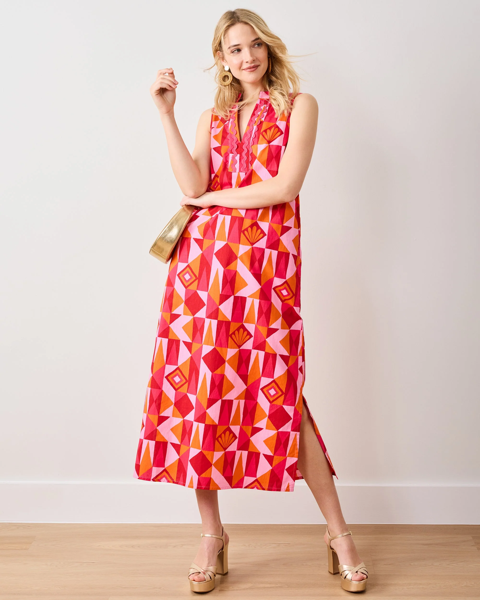 Underwater Mosaic - Ocean View Long Tunic Dress | Pink Crush
