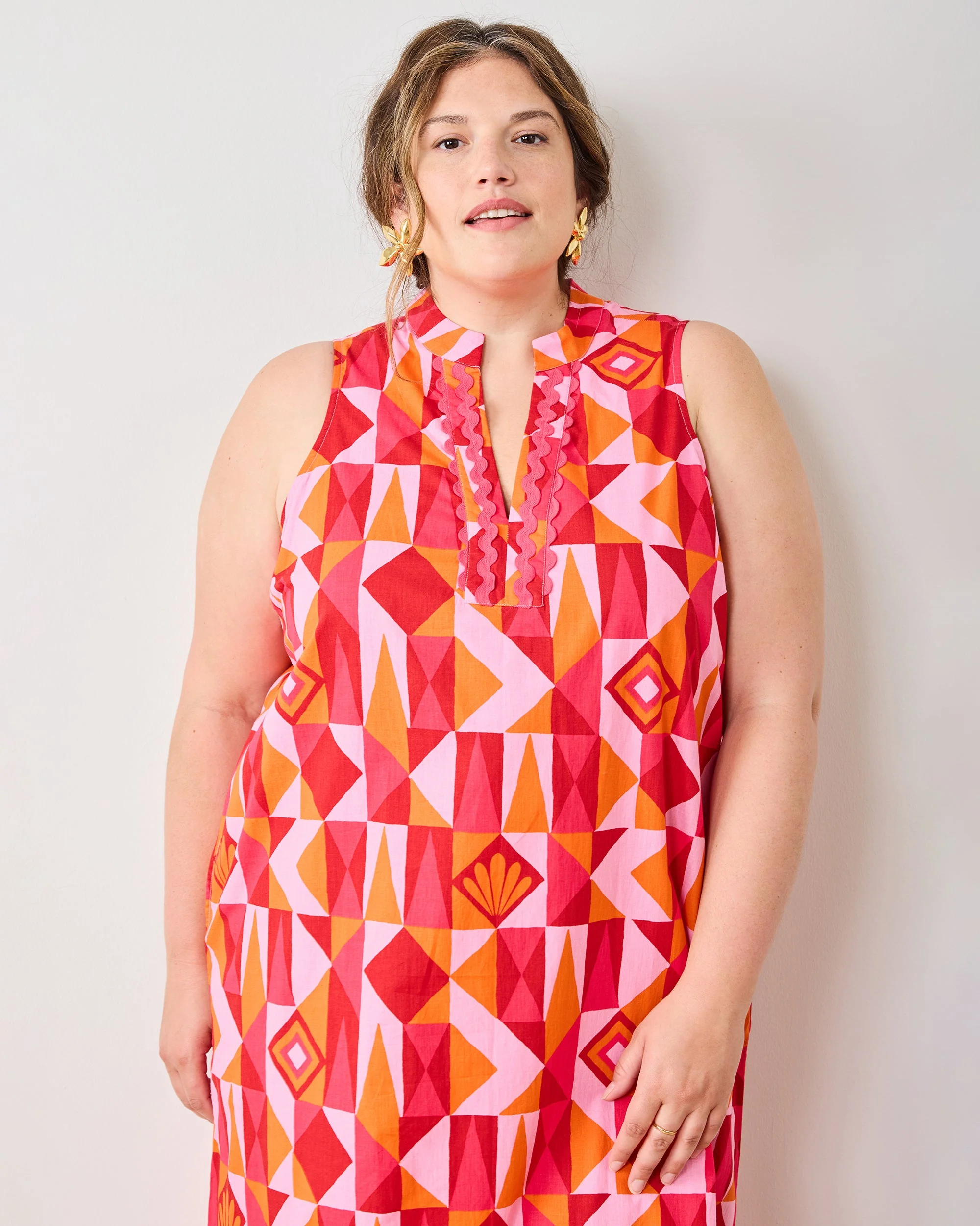 Underwater Mosaic - Ocean View Long Tunic Dress | Pink Crush - Image 2