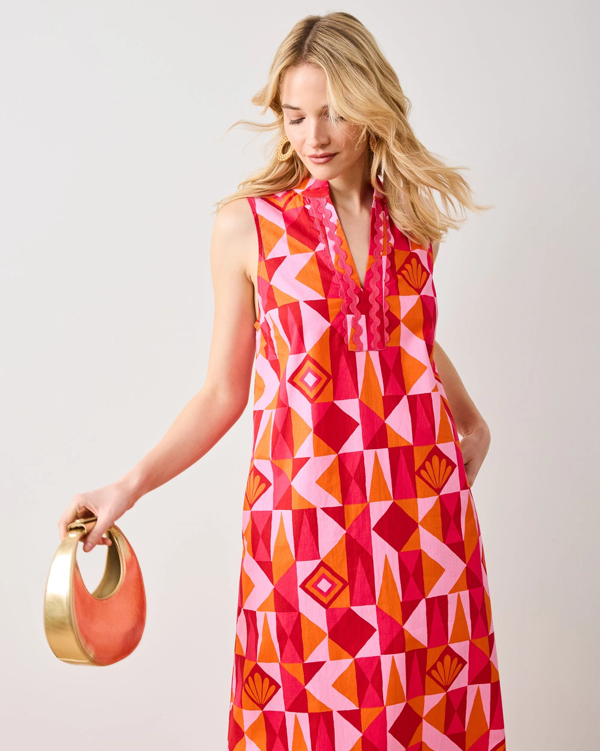 Underwater Mosaic - Ocean View Long Tunic Dress | Pink Crush - Image 3