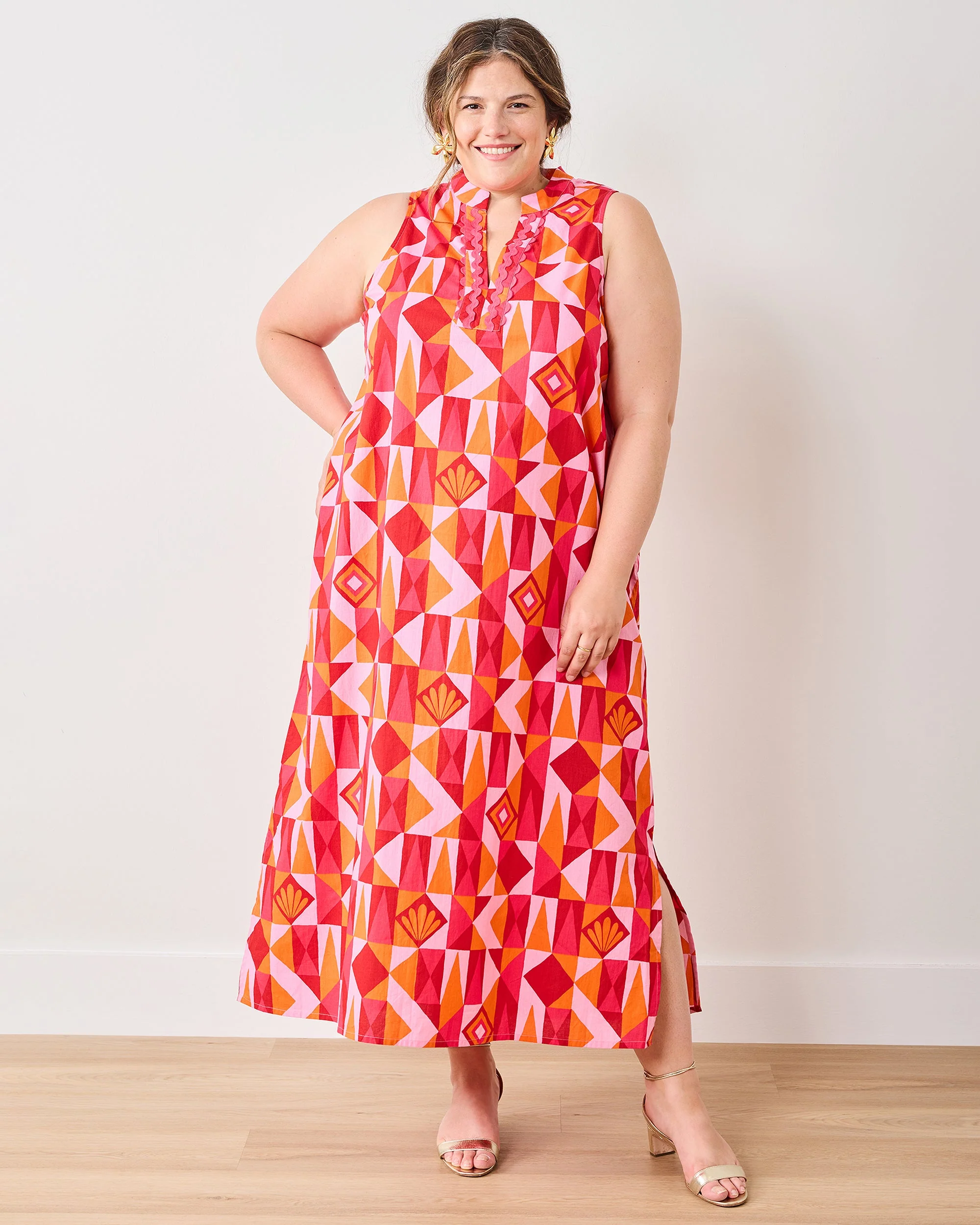 Underwater Mosaic - Ocean View Long Tunic Dress | Pink Crush - Image 4