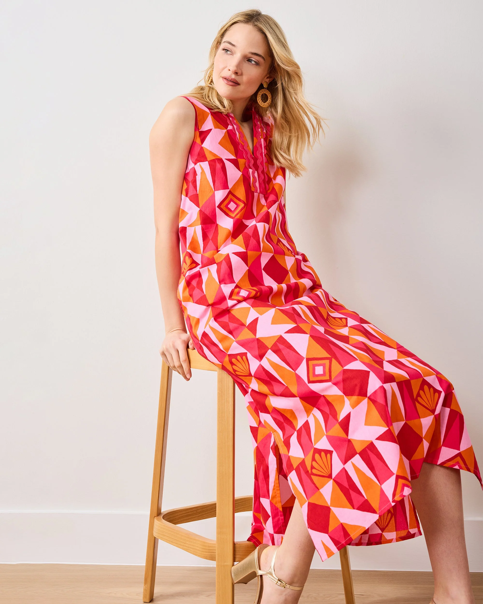 Underwater Mosaic - Ocean View Long Tunic Dress | Pink Crush - Image 5