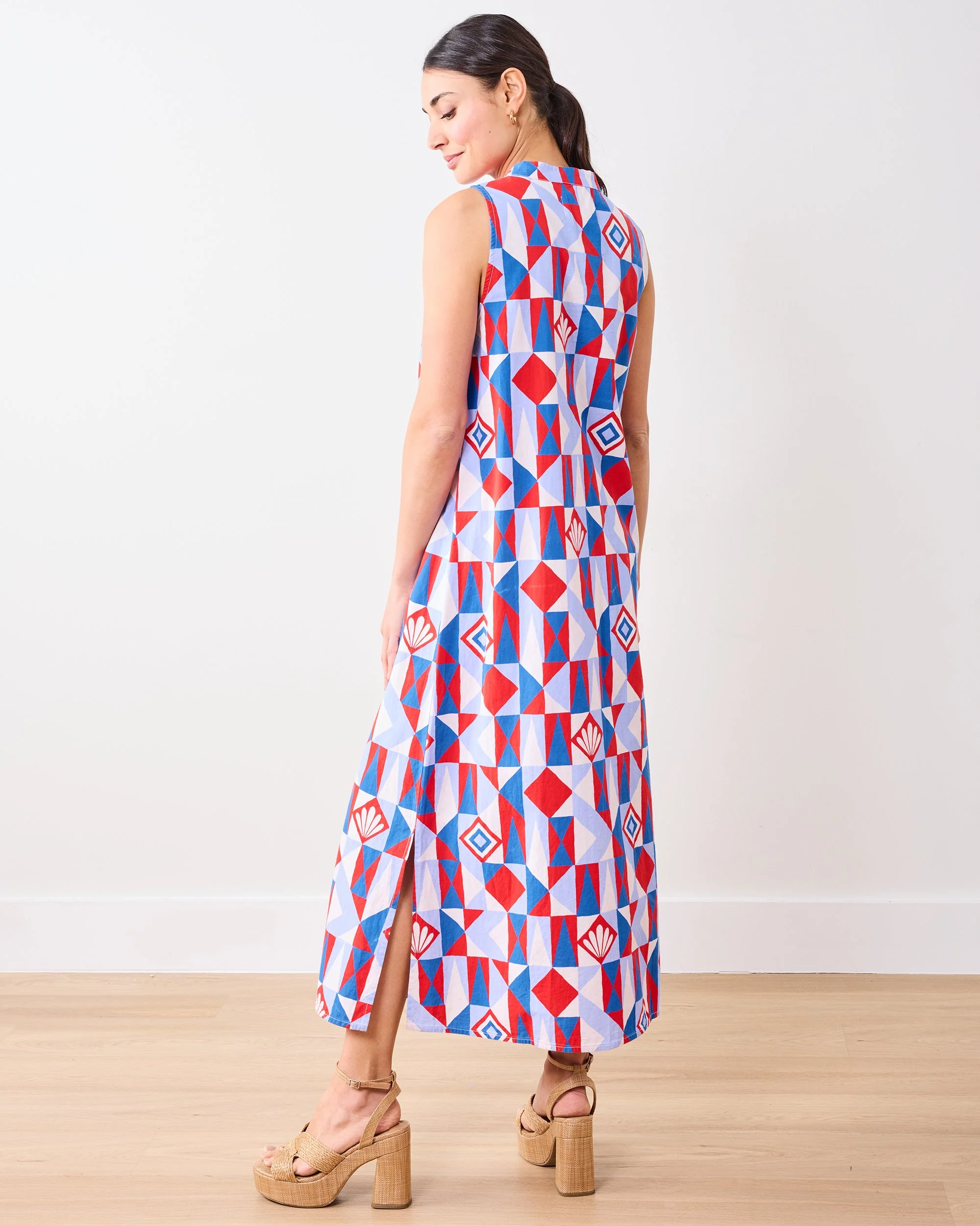 Underwater Mosaic - Ocean View Long Tunic Dress | Retro Red - Image 2