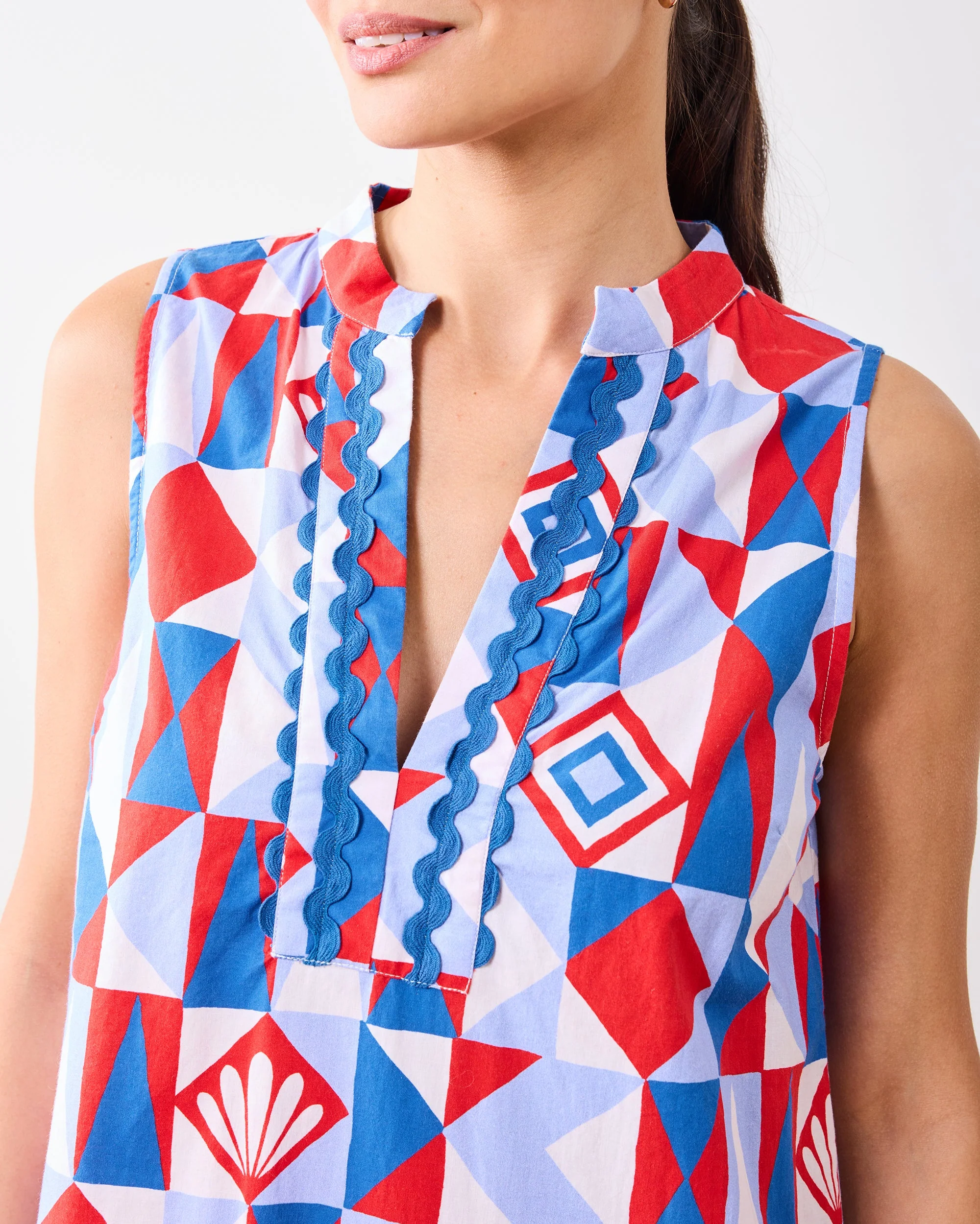 Underwater Mosaic - Ocean View Long Tunic Dress | Retro Red - Image 4