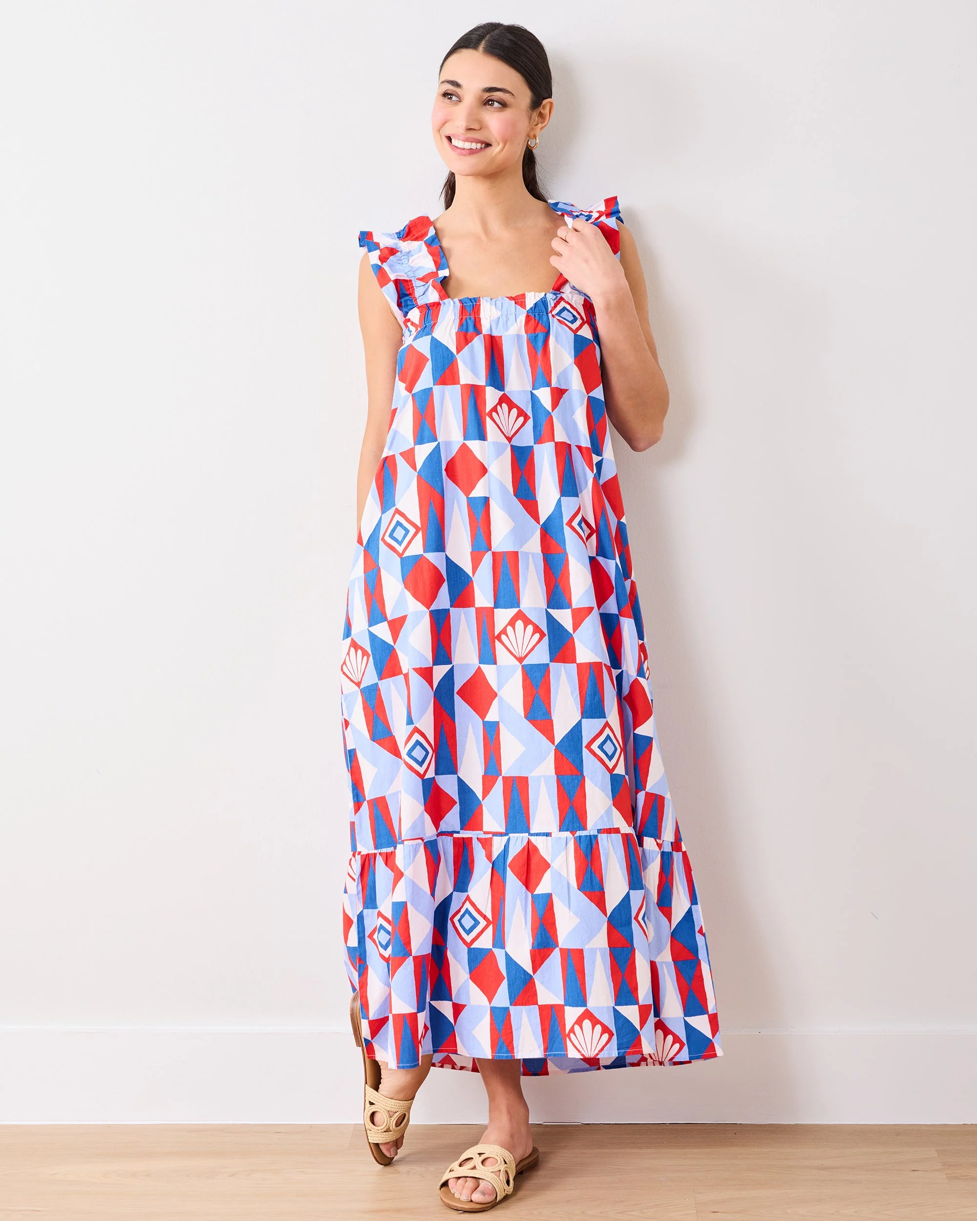 Underwater Mosaic - Serenity Dress | Retro Red - Image 3