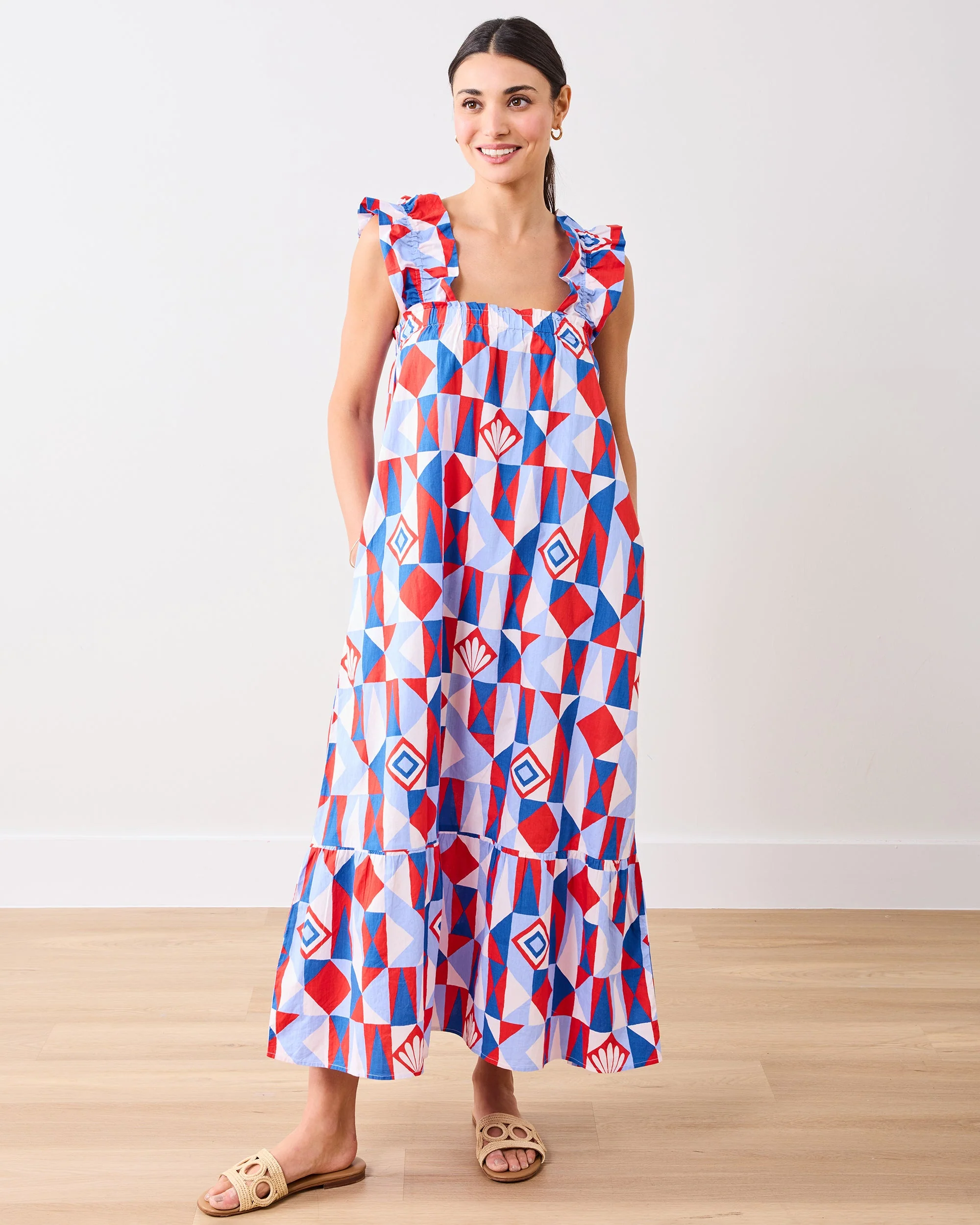 Underwater Mosaic - Serenity Dress | Retro Red - Image 5